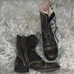 Brown Leather combat boots!